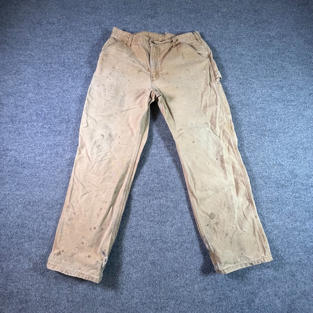 Vintage Carhartt Carpenter Pants Mens 36x32 Brown Canvas Dungaree B11 BRN